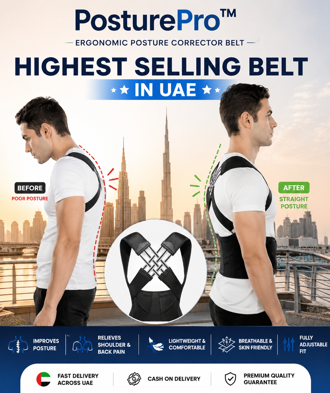 PosturePro™ Ergonomic Posture Corrector – Adjustable Back & Shoulder Support Belt