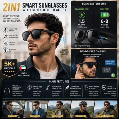 2in1 Smart Sunglasses with Bluetooth Headset