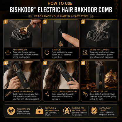 Bishkoor™ Electric Hair Bakhoor Comb