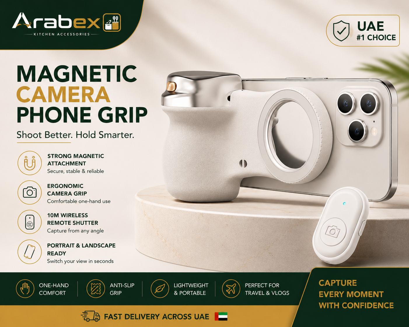 SnapGrip™ Magnetic Camera Grip